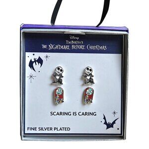 Disney Tim Burton's NBC Jack & Sally Stud Earrings - Fine Silver Plated